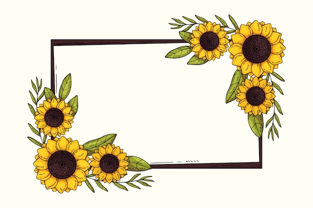 Gratis vector platte ontwerp van zonnebloem frame