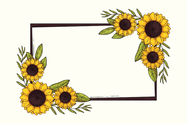 Gratis Vector platte ontwerp van zonnebloem frame