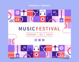 Gratis vector platte ontwerp veelhoekige muziekfestival photocall