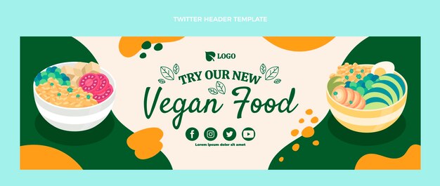 Platte ontwerp veganistisch eten twitter header