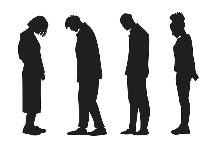 Gratis Vector platte ontwerp verdrietig persoon silhouet