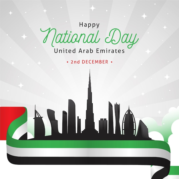 Gratis vector platte ontwerp verenigde arabische emiraten nationale feestdag