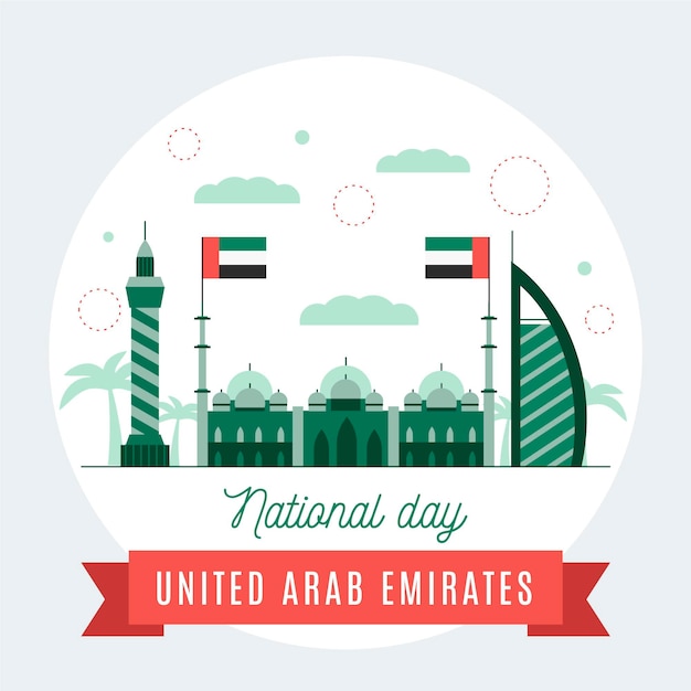 Gratis vector platte ontwerp verenigde arabische emiraten nationale feestdag