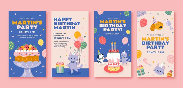 Platte ontwerp verjaardagsfeestje instagram verhalen