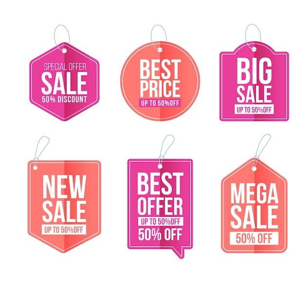 Gratis vector platte ontwerp verkoop tags set