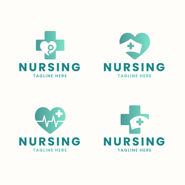 Gratis vector platte ontwerp verpleegkundige logo sjablonen