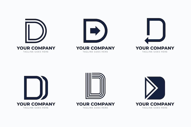 Platte ontwerp verschillende d-logo's instellen