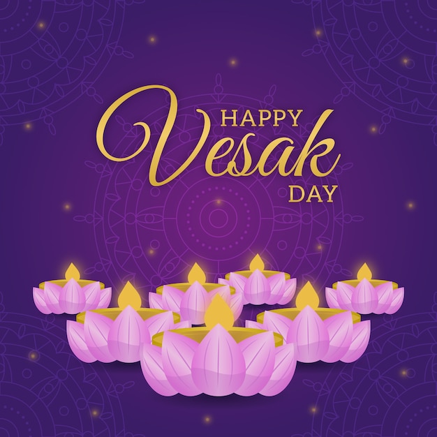 Gratis vector platte ontwerp vesak concept met kaarsen