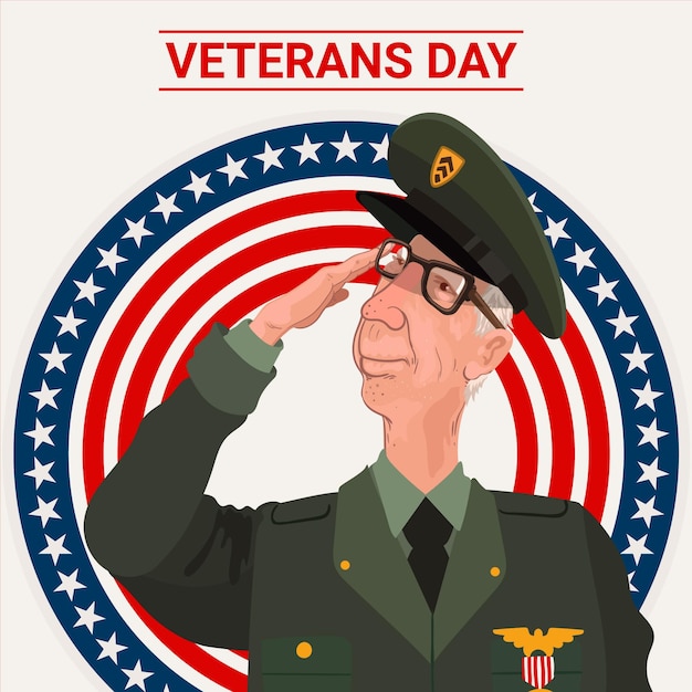 Gratis vector platte ontwerp veteranendag illustratie