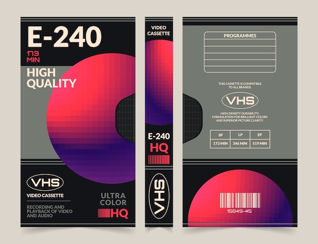 Gratis vector platte ontwerp vhs voorbladsjabloon