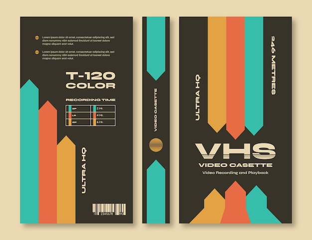 Gratis vector platte ontwerp vhs voorbladsjabloon