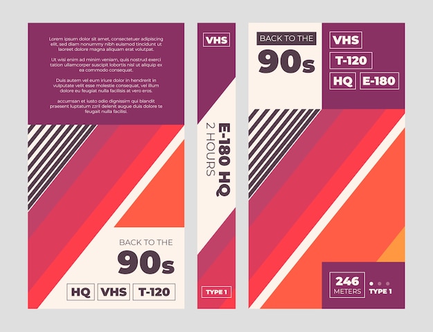 Gratis vector platte ontwerp vhs voorbladsjabloon