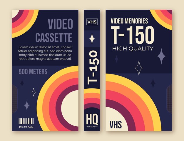 Platte ontwerp vhs voorbladsjabloon