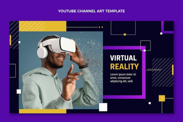 Gratis vector platte ontwerp virtual reality youtube channel art
