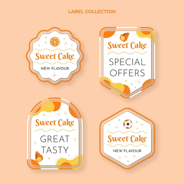 Gratis vector platte ontwerp voedseletiketten en badges