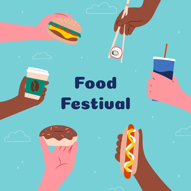 Platte ontwerp voedselfestival illustratie