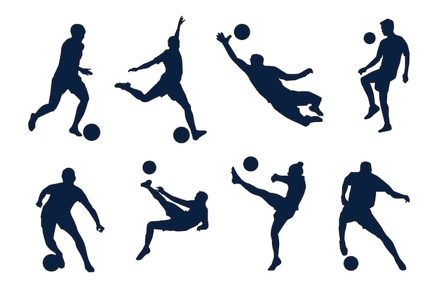 Platte ontwerp voetballer silhouet illustratie