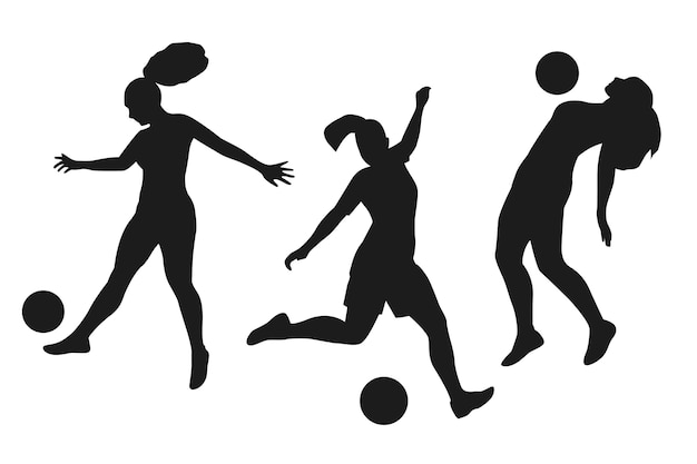 Gratis vector platte ontwerp voetballer silhouet illustratie