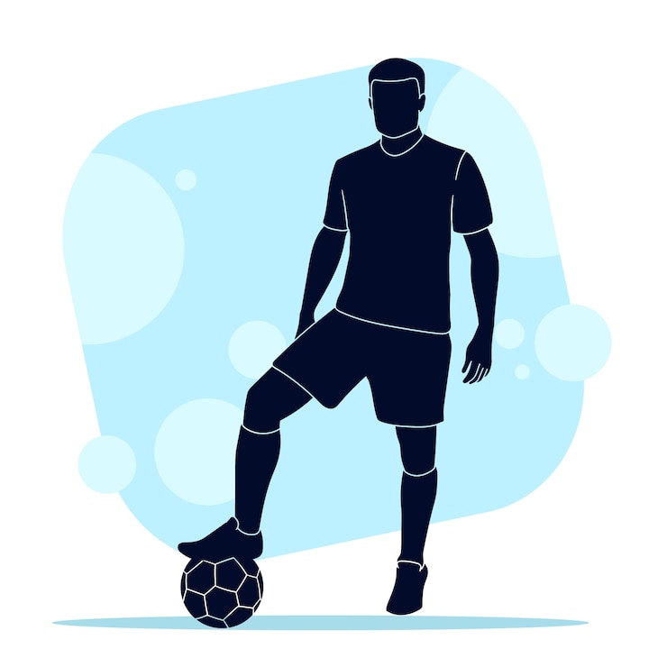Gratis Vector platte ontwerp voetballer silhouet