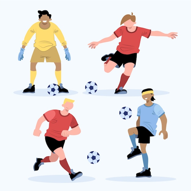 Gratis vector platte ontwerp voetballers collectie