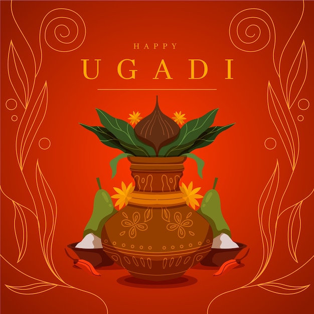 Platte ontwerp voor ugadi festival