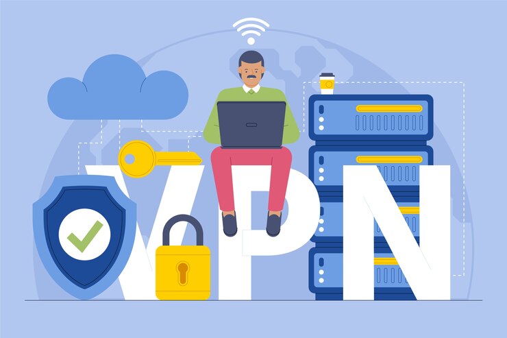 Gratis Vector platte ontwerp vpn illustratie