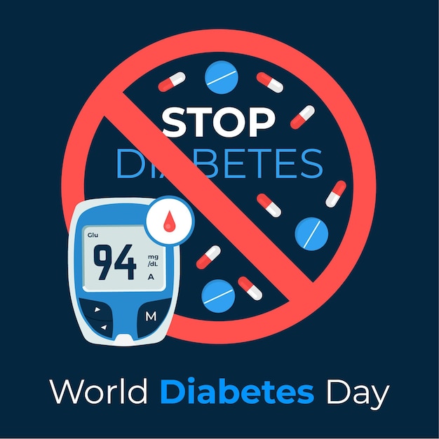 Platte ontwerp wereld diabetes dag concept