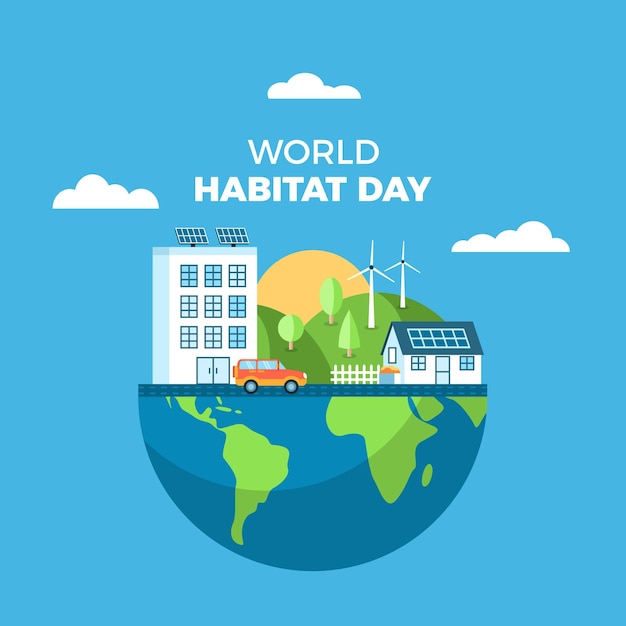 Platte ontwerp wereld habitat dag concept