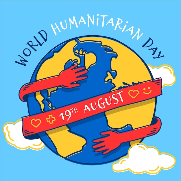 Gratis vector platte ontwerp wereld humanitaire dag concept