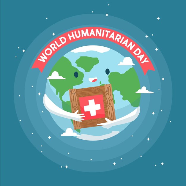 Platte ontwerp wereld humanitaire dag concept