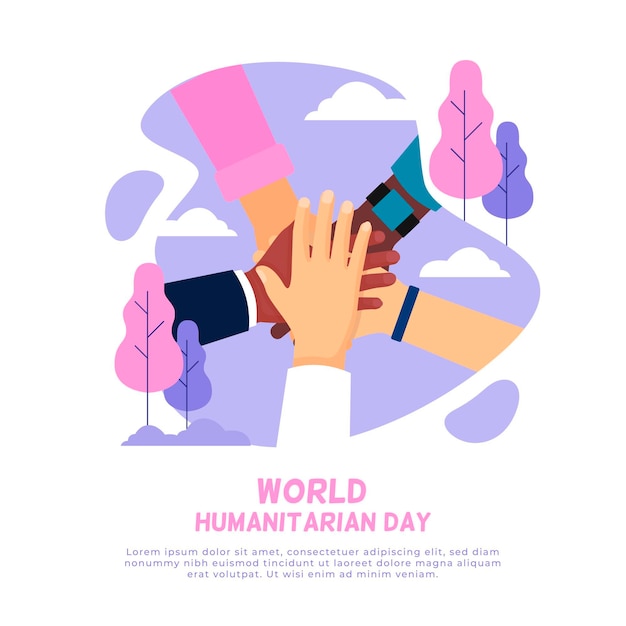 Gratis vector platte ontwerp wereld humanitaire dagevenement