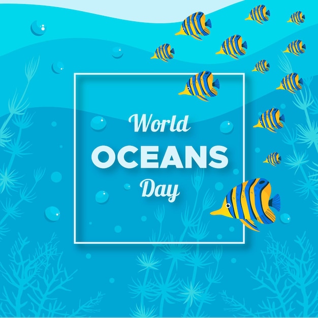 Gratis vector platte ontwerp wereld oceanen dag geïllustreerd