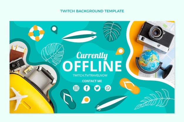 Gratis vector platte ontwerp wereld reizen twitch achtergrond