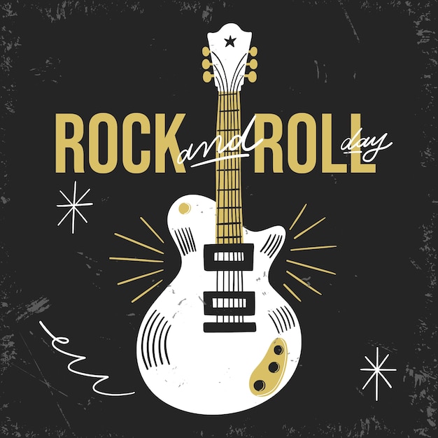 Gratis vector platte ontwerp wereld rock dag gitaar illustratie