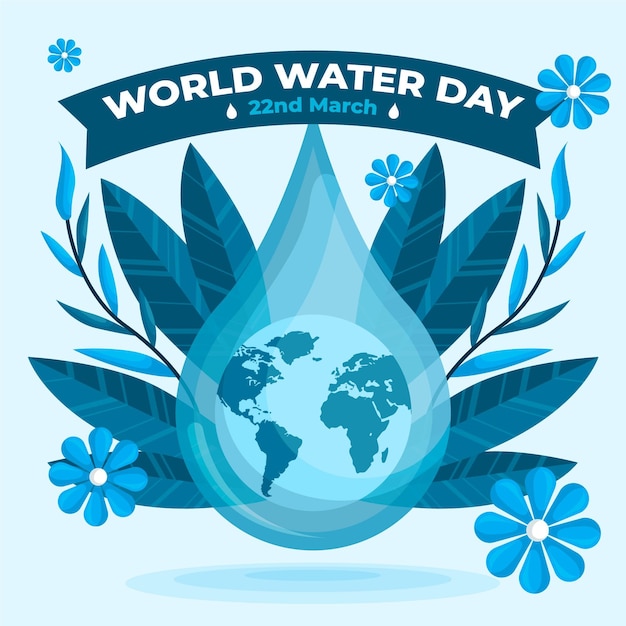 Gratis vector platte ontwerp wereld water dag evenement