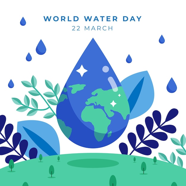 Gratis vector platte ontwerp wereld water dag illustratie