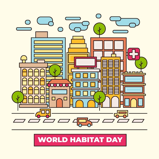 Gratis vector platte ontwerp wereldhabitat dag