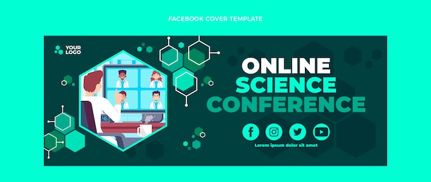 Gratis vector platte ontwerp wetenschap conferentie facebook cover