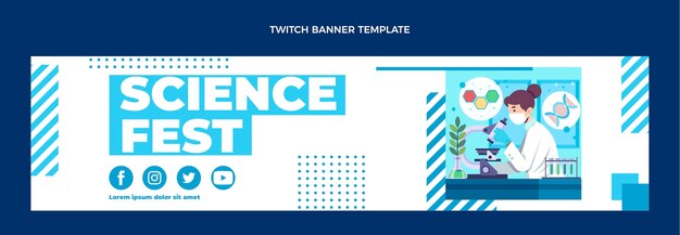 Platte ontwerp wetenschap twitch banner
