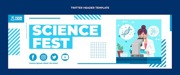 Platte ontwerp wetenschap twitter header