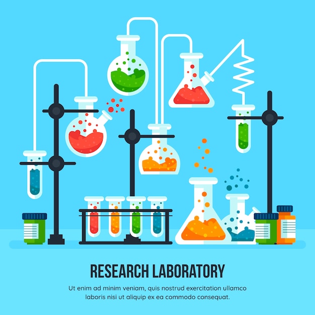 Platte ontwerp wetenschappelijk laboratorium