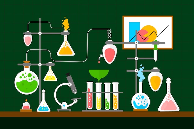 Gratis vector platte ontwerp wetenschappelijk laboratorium