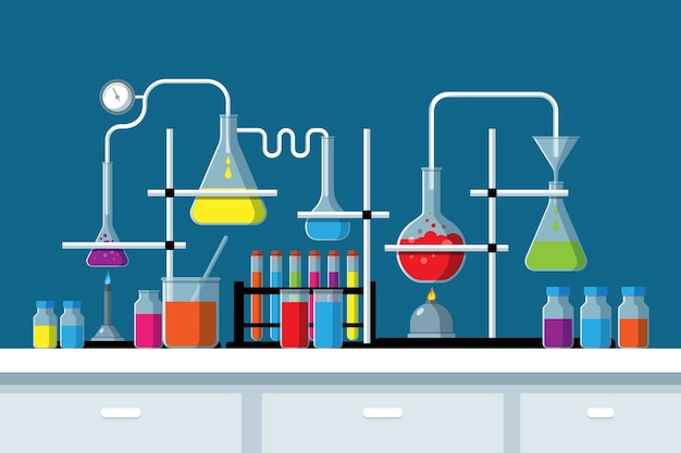 Platte ontwerp wetenschappelijk laboratorium