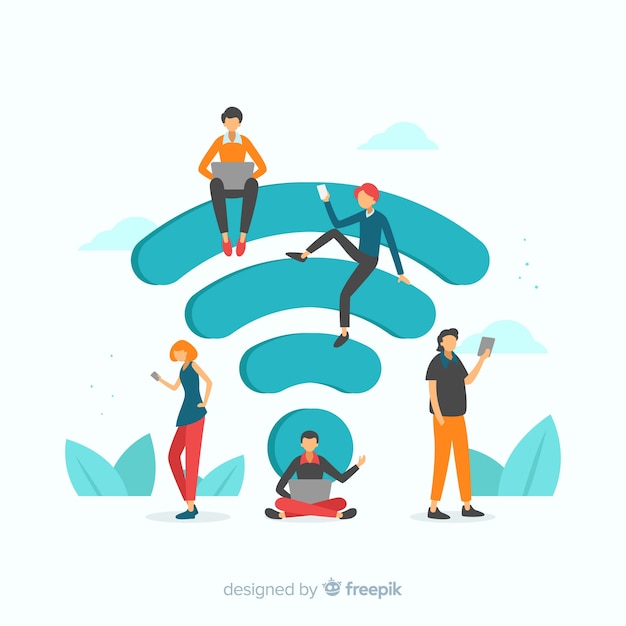 Platte ontwerp wifi netwerk concept
