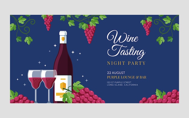 Platte ontwerp wijnfeest met druiven facebook post