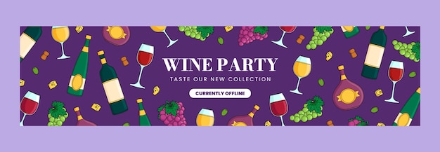 Gratis vector platte ontwerp wijnfeest twitch banner