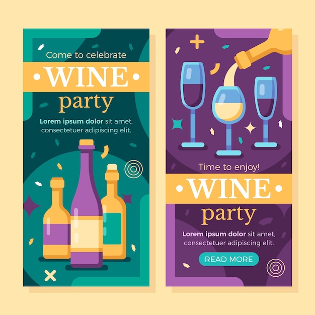 Gratis vector platte ontwerp wijnfeest verticale banner