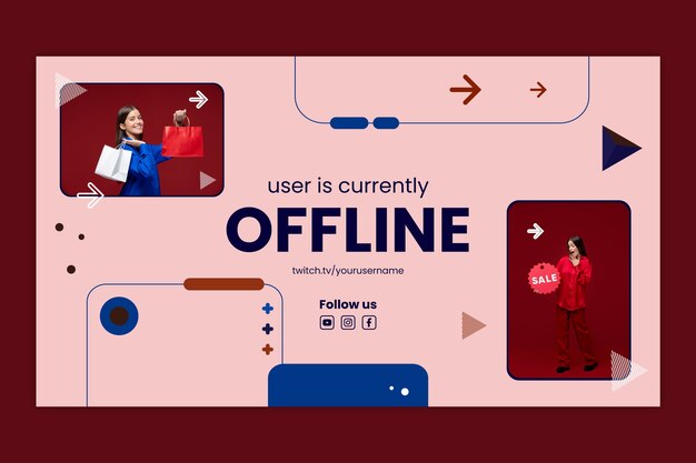 Platte ontwerp winkelen offline twitch achtergrond