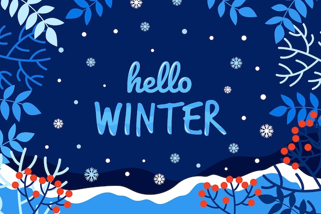 Gratis vector platte ontwerp winter achtergrond