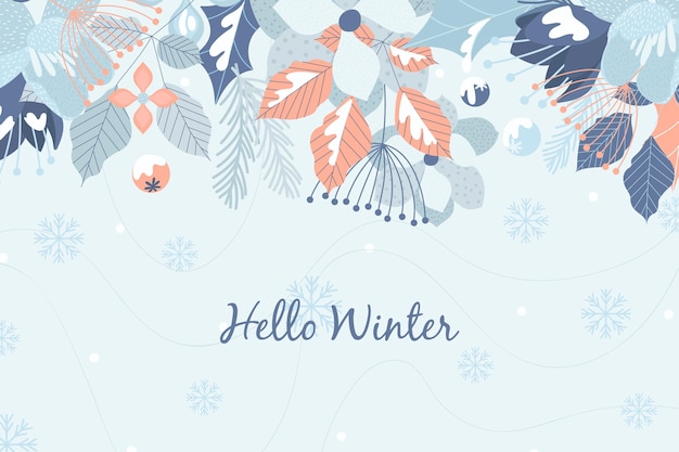 Gratis vector platte ontwerp winter achtergrond